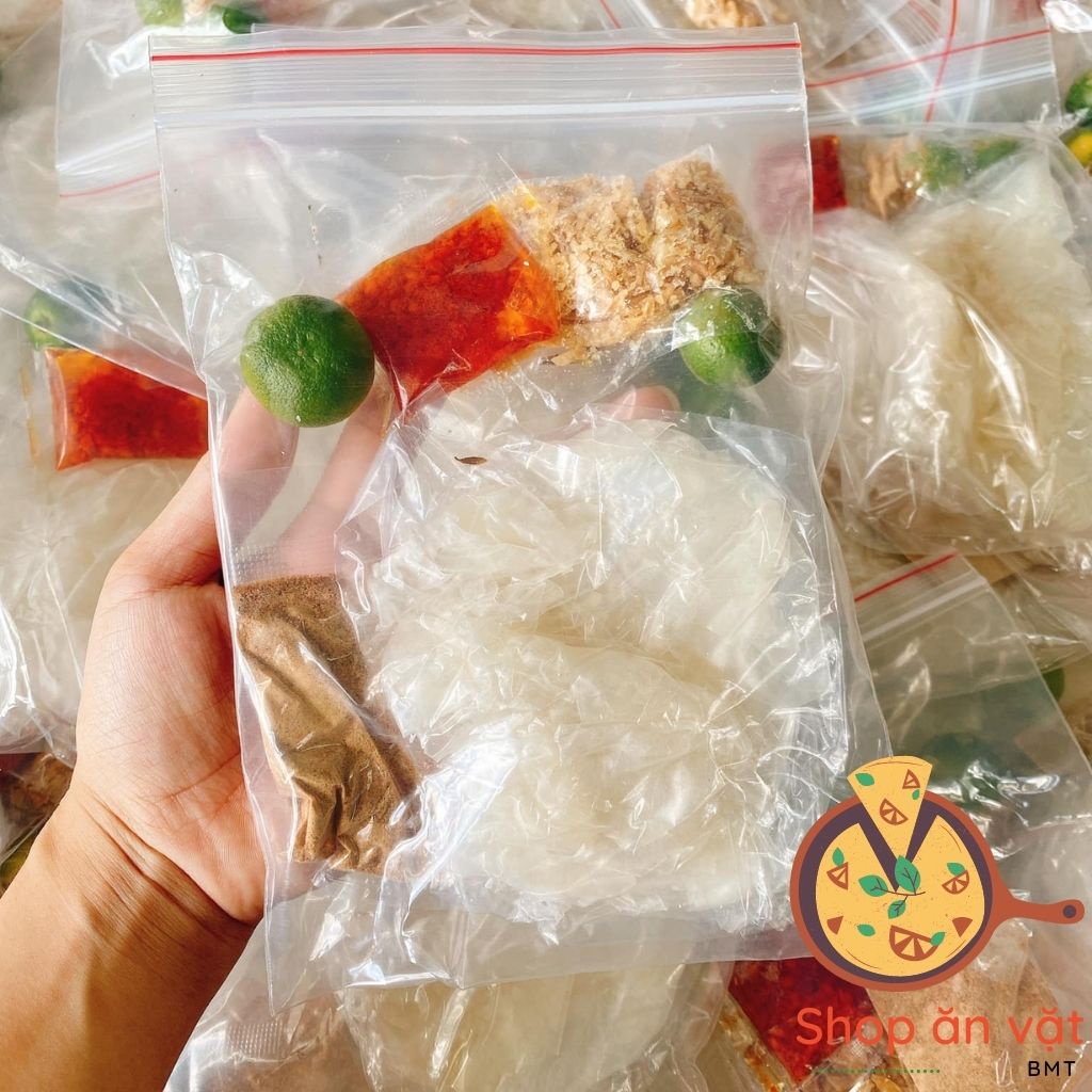 Bánh tráng phơi sương lá chuối nhỏ Bon Bon bánh tráng trộn phơi sương sate tắc hành phi Tây Ninh - 14020072