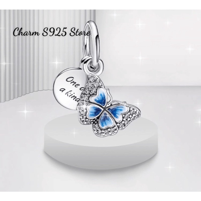 CHARM PAN ALE TREO BLUE BUTTERFLY BẠC S925 CAO CẤP