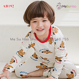 Bộ dài tay trẻ em thun cotton mỏng mịn mẫu cún nâu cordi - ảnh sản phẩm 8