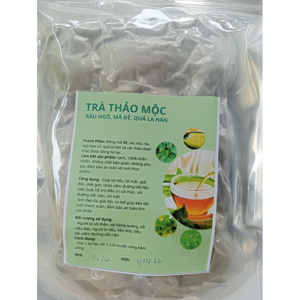 Trà thảo mộc râu ngô, mã đề, rau má, quả la hán uống liền