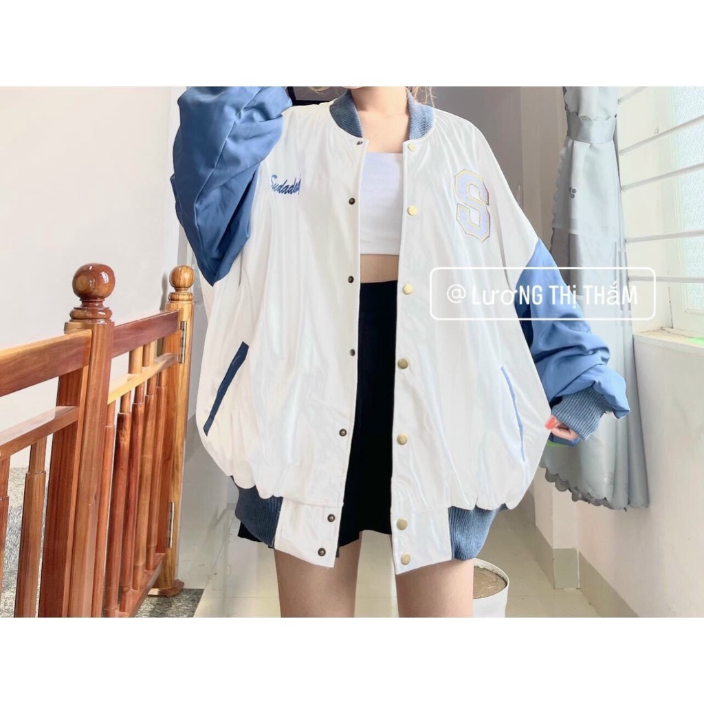 Áo khoác nữ - áo khoác dù 2 lớp bomber form rộng phối màu - AK01