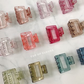 Kẹp tóc càng cua Hàn quốc trong suốt bản vuông nhiều màu