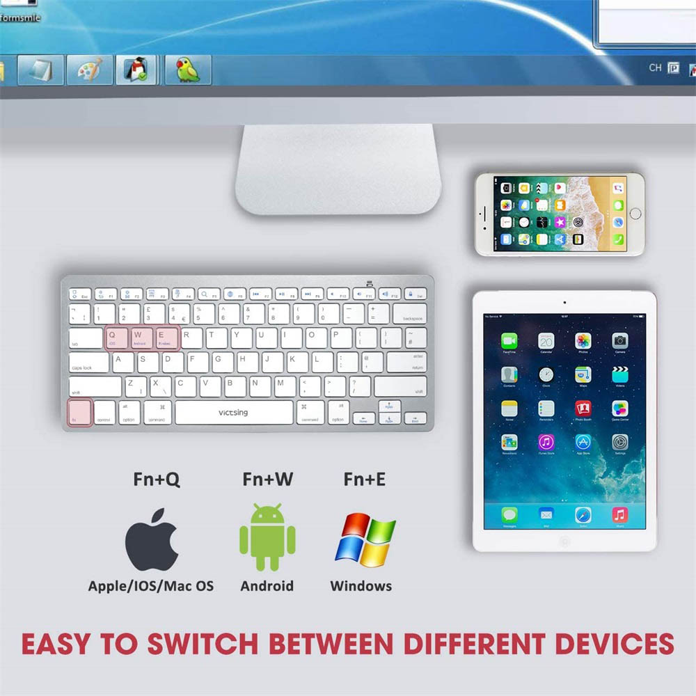 Bàn Phím Bluetooth Không Dây Cho Apple Imac Ipad Điện Thoại Máy Tính Bảng
