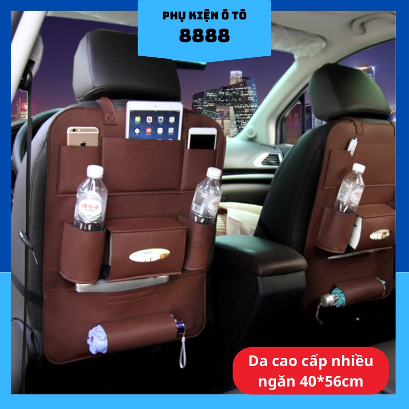 Túi da để đồ treo sau ghế ô tô, siêu đẹp, nhiều ngăn, nhiều túi, bền bỉ, thích hơp mọi loại xe - túi đựng đồ ly nước oto