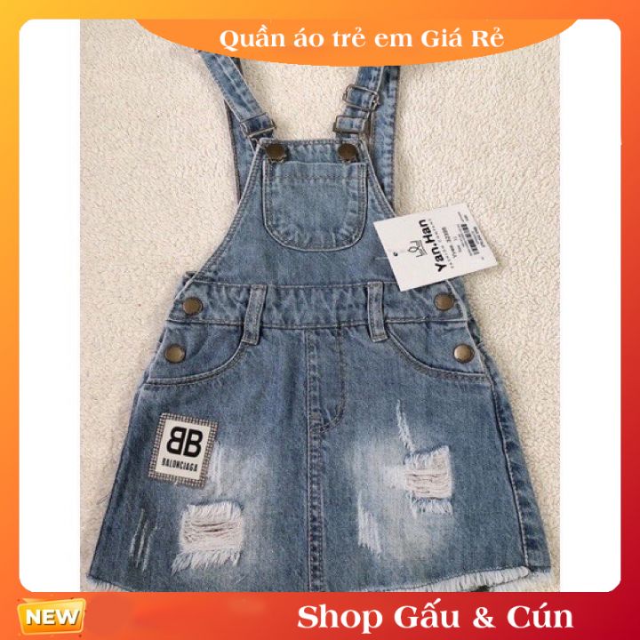 Yếm váy bò cho bé gái Hàng Quảng Châu chất bò mềm dày dặn size từ 10-16kg