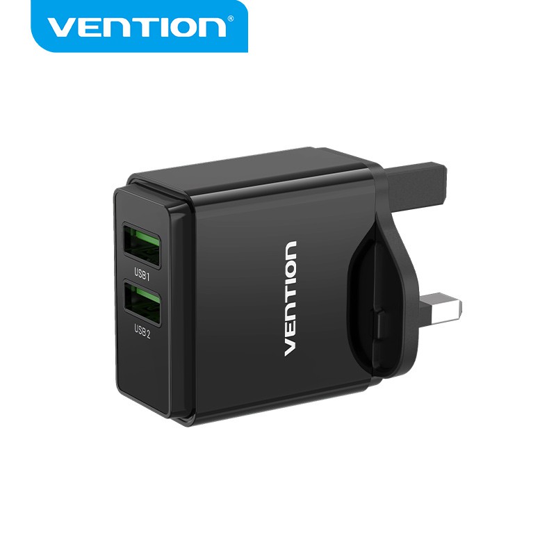 Wall Charger Vention UK-Plug Two Ports USB Quick Charge 3.0 18W