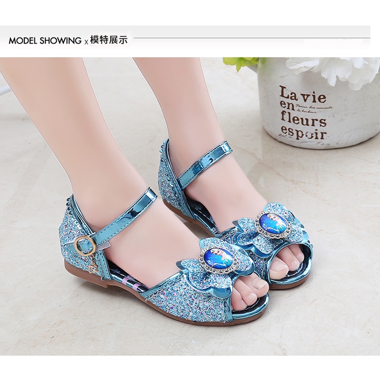 Dép quai hậu bé gái họa tiết công chúa Elsa da mềm cho bé từ 3-15 tuổi màu Hồng và Xanh size 26-36 mẫu mới 2022 Sandal