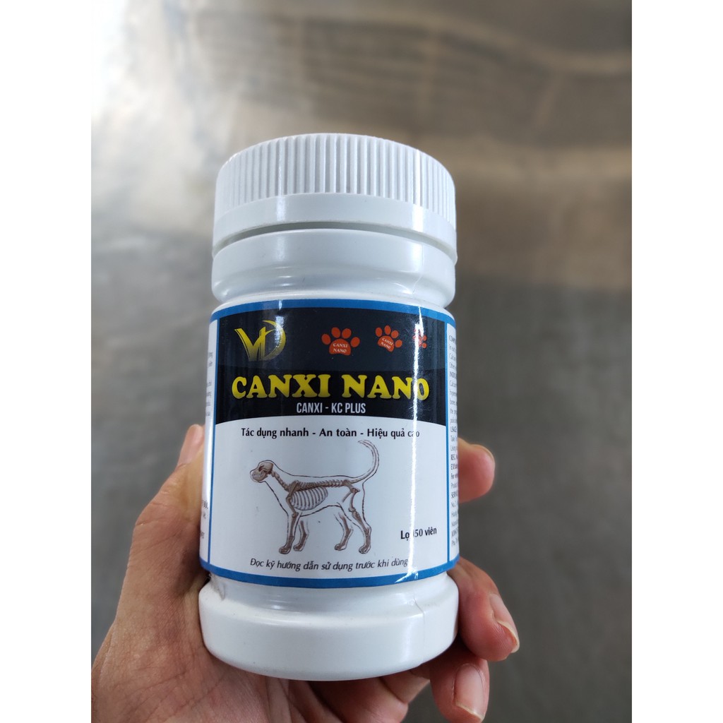 Canxi nano chó mèo cho chó bầu phục hồi bị hạ bàn tai cụp (150viên/lọ)