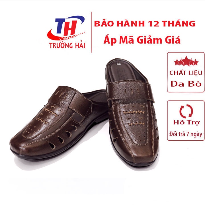SamBo nam đục lỗ thoáng khí Da Bò Màu Nâu Trường Hải Đế May chắc chắn SN136
