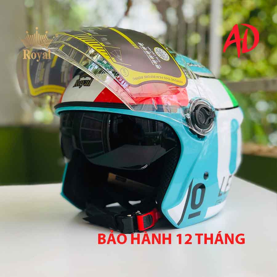 Mũ bảo hiểm 3/4 Royal M268 có 2 kính chính hãng tem Leopard, freeship toàn quốc
