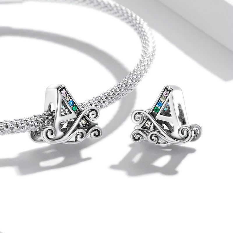 Bamoer Hạt Charm Bạc 925 Chữ Cái A~Z Cho Tự Làm Vòng Tay Vòng Cổ Bán Phụ Kiện