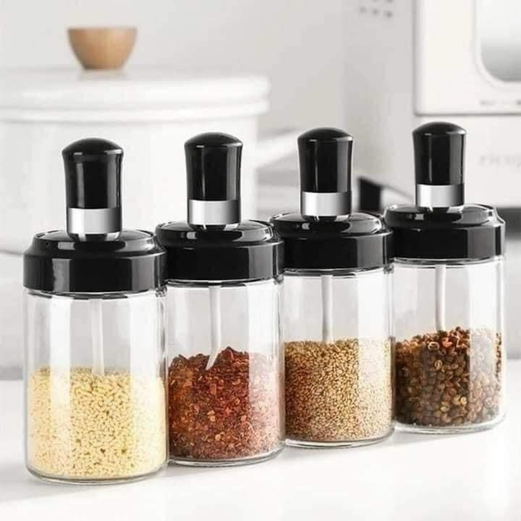 Hũ Đựng Gia Vị Lọ Đựng gia Vị Kèm Muỗng Sạch Sẽ Tiện Lợi