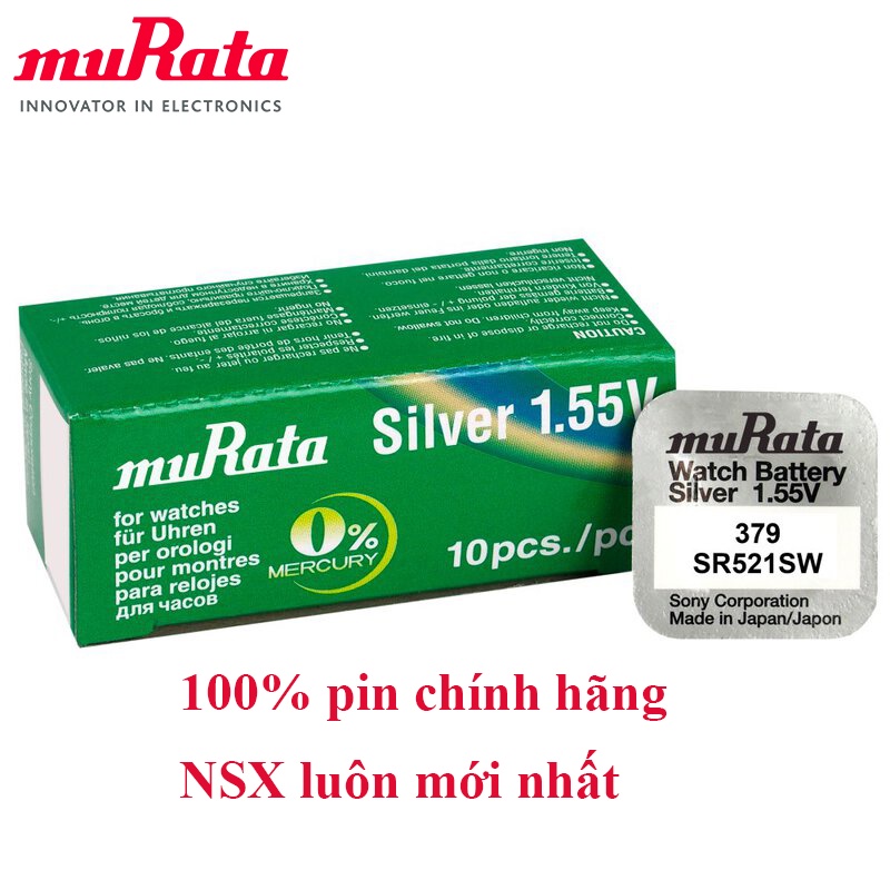 Pin đồng hồ MURATA Sony 379/ SR521SW/ LR521/ AG0 Made in Japan (Made in Japan)