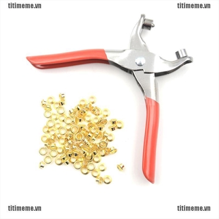 Kìm Bấm Lỗ Đinh Tán + 100 Khoen Xỏ Dây Giày/Túi Xách Trang Trí