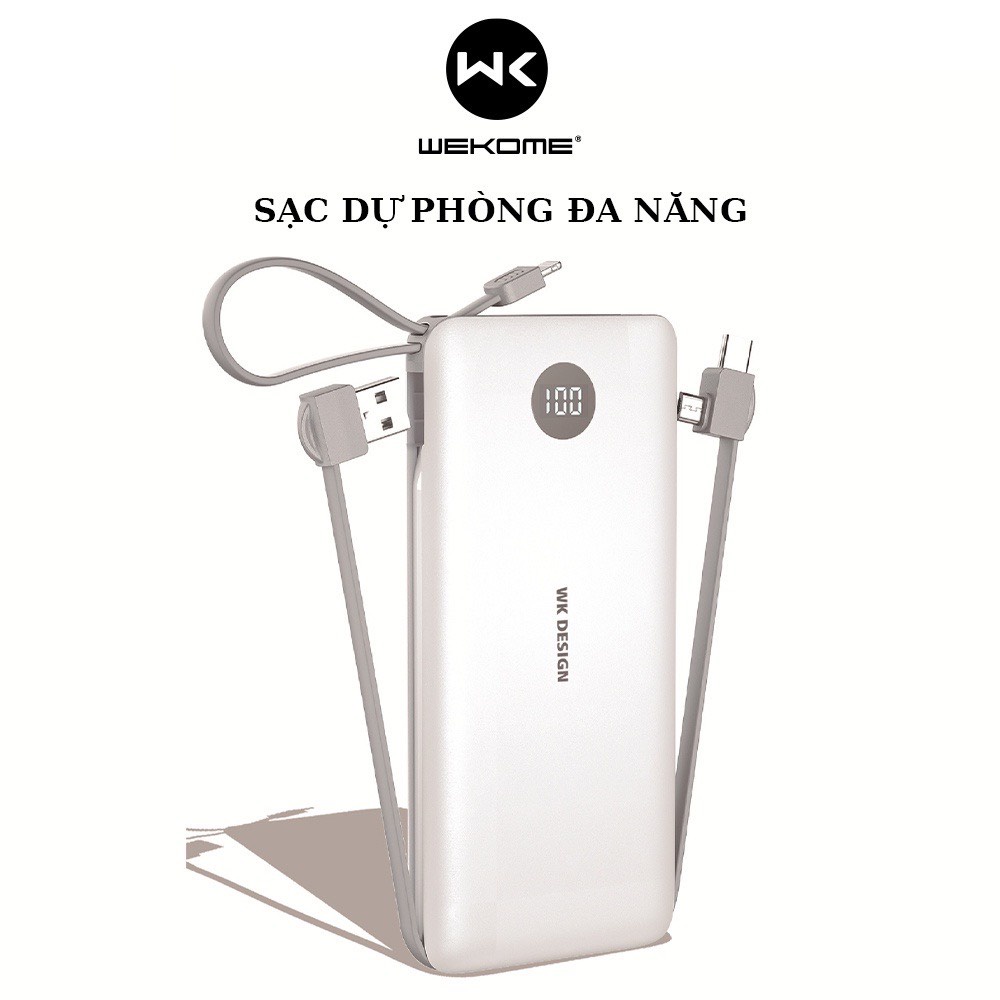 Sạc dự phòng Wekome ​​WP-153 10000mAh tích hợp cổng lightning, micro, type-c với màn hình LED