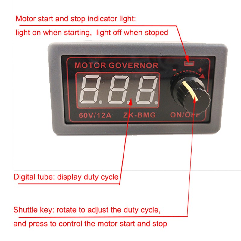 DC 9-60V 12A Màn hình kỹ thuật số PWM Bộ điều khiển động cơ DC 500W Bộ điều khiển quạt có thể điều chỉnh tần số chu kỳ làm việc trên dưới với công tắc Bộ điều chỉnh tốc độ động cơ DC 9V-60V 12A Tự động PWM Bộ điều chỉnh tốc độ động cơ DC với núm chuyển đổ