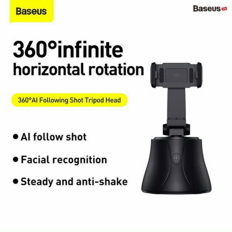 Đế giữ điện thoại thông minh, Auto-Tracking chuyển động 360°AI Baseus LV882-BK