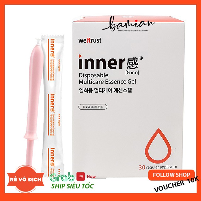 Hộp 30 Ống gel vệ sinh phụ nữ Inner dưỡng hồng se khít sạch phụ khoa [DATE LUÔN MỚI]