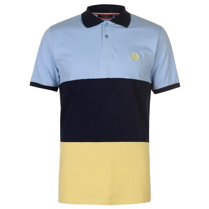 Áo thun nam Pierre Cardin Large Block Polo (màu Sky/Navy/Yellow) + Tặng 1 đôi vớ Hàn Quốc