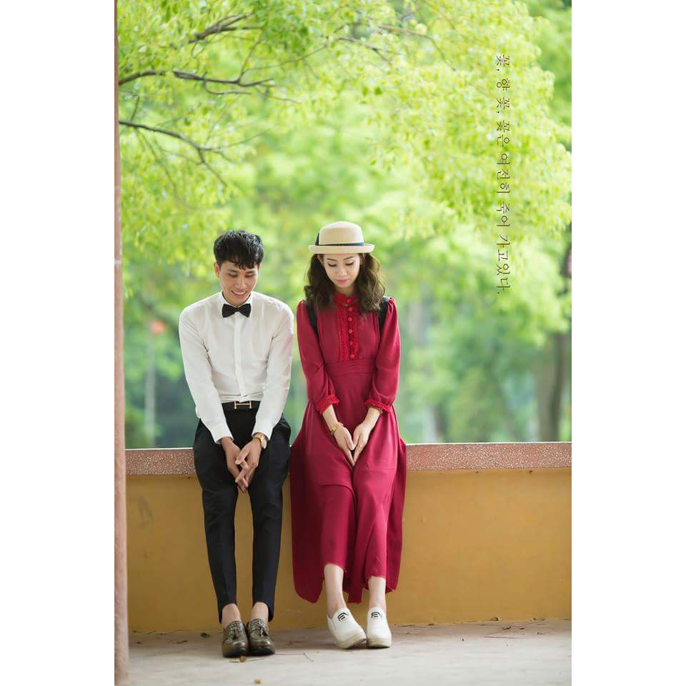 Đầm maxi cổ V đính nút mặc được 2 kiểu tay ngắn dài | BigBuy360 - bigbuy360.vn