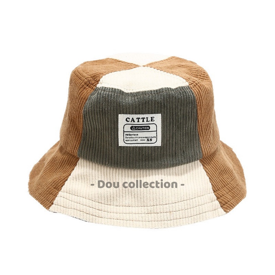 [Nowship2h] Mũ Nón Bucket Retro Unisex Vành Ngắn Phôi 2 Màu Phong Cách Hàn Quốc - Chất Liệu Nhung - Mã NV034