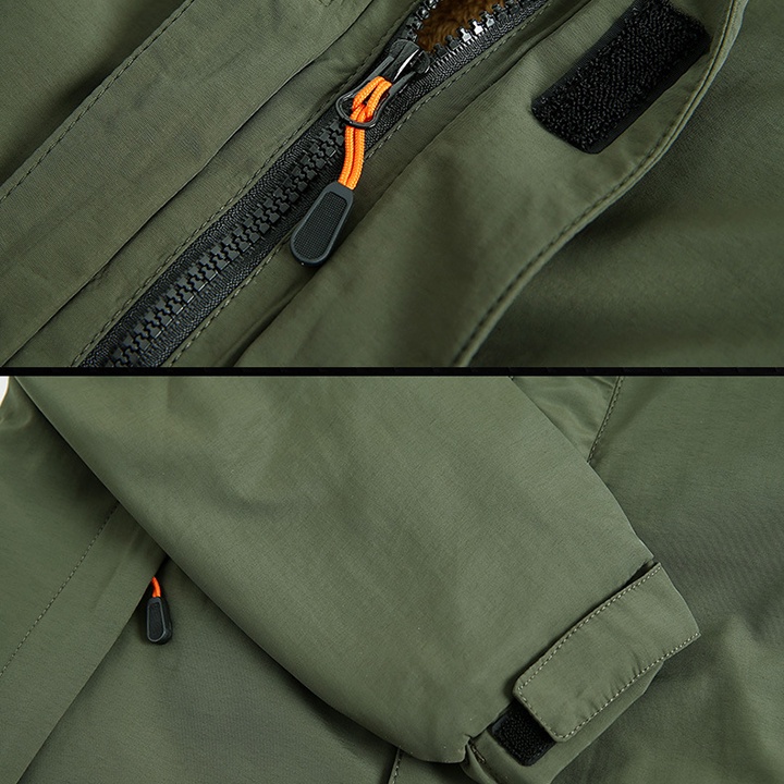 Áo khoác nam vải kaki dày không thấm nước bên trong lót lông mặc ấm - AK2103