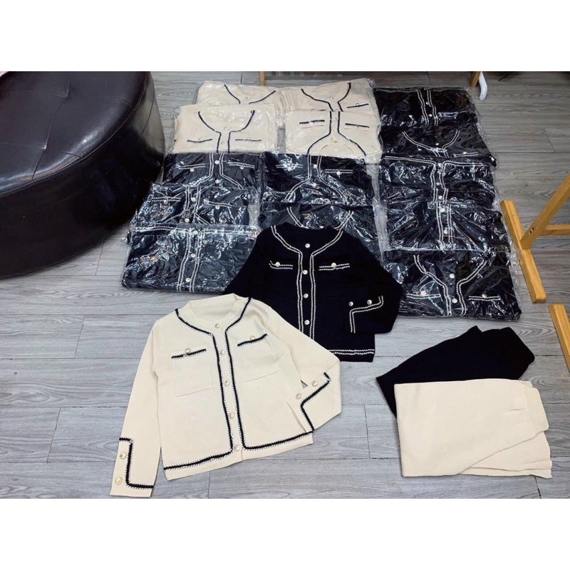 Set len quần ống rộng