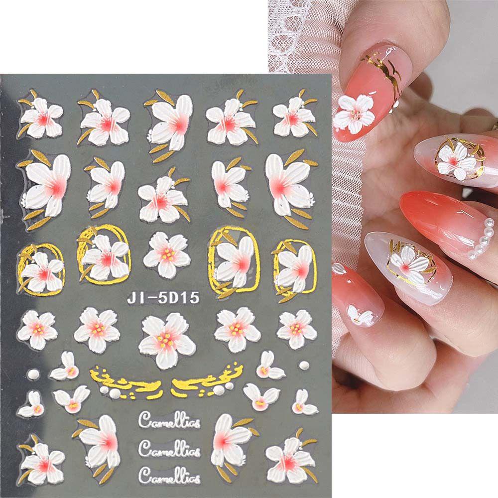 Miếng Dán Trang Trí Móng Tay 5D In Chữ Tiếng Anh / Hoa Lá Xinh Xắn