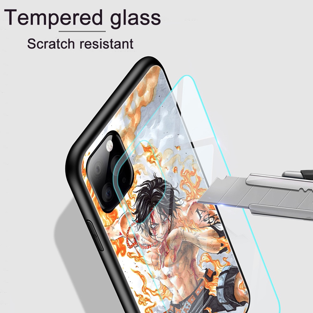 Ốp Điện Thoại Kính Cường Lực In Hình Anime One Piece Cho IPhone 13 Pro Max 11 12 IPhone 7 8 Plus SE 2020 X XS
