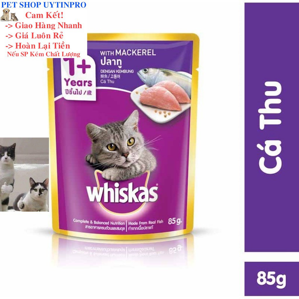 Thức ăn cho mèo Pate whiskas 85g các vị