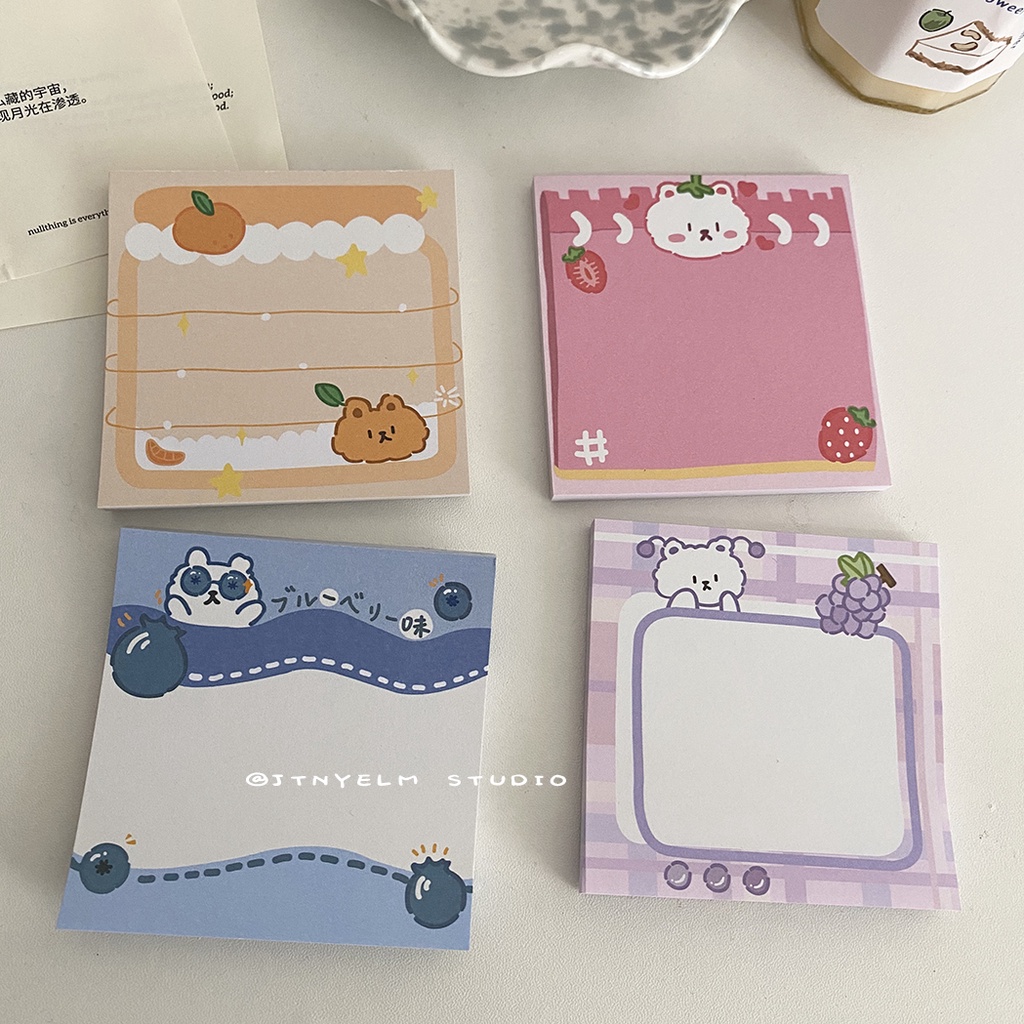Bộ 50 Giấy Note Ghi Chú Họa Tiết Động Vật Trái Cây Dễ Thương