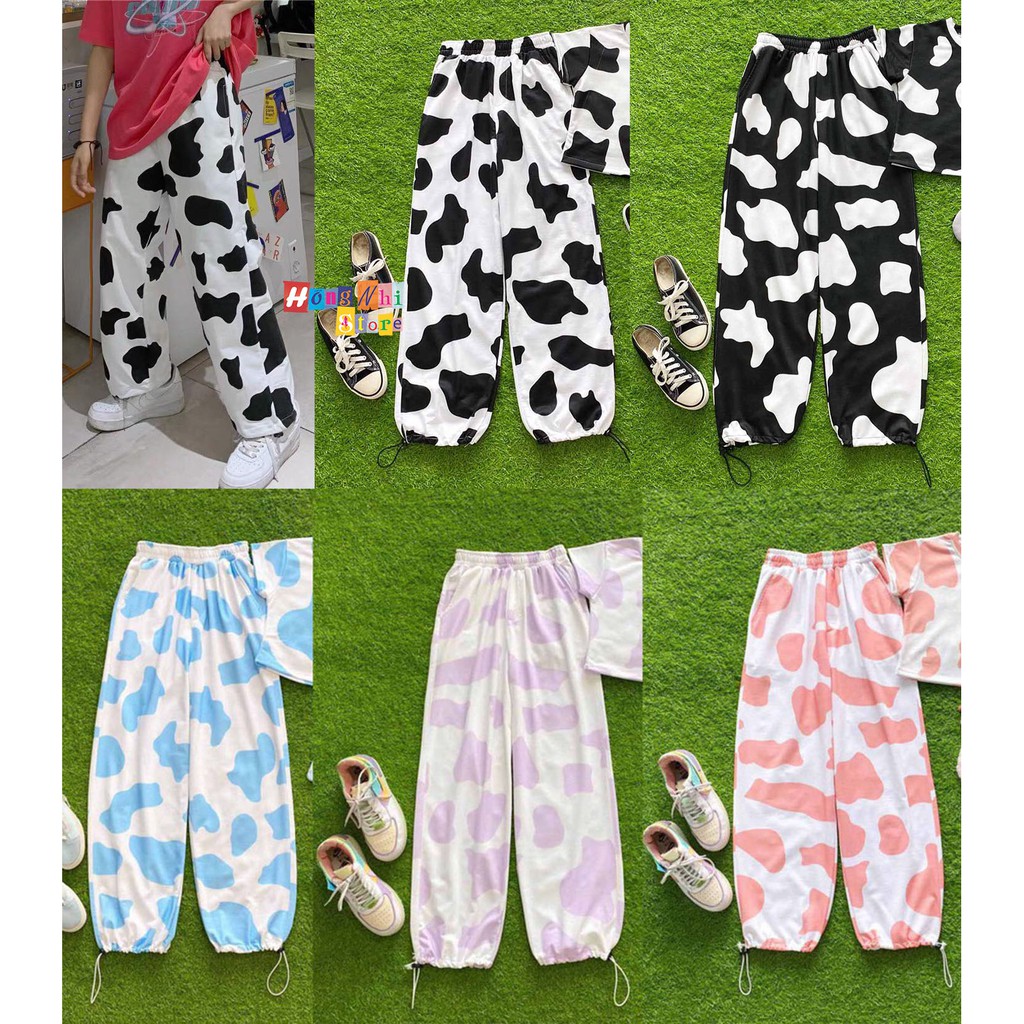 Quần Jogger 3D Ulzzang Unisex Jogger Loang Màu Con Bò Dây Rút Lai Ống Rộng - MM