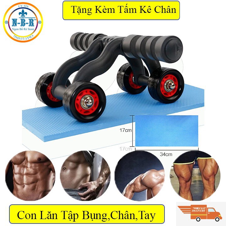 Con lăn tập bụng 4 bánh cao cấp [chính hãng]