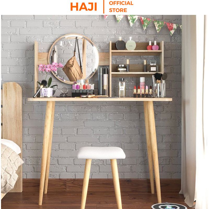 Bàn phấn chân cao giúp lưu trữ mỹ phẩm kèm gương tròn thương hiệu HAJI A84