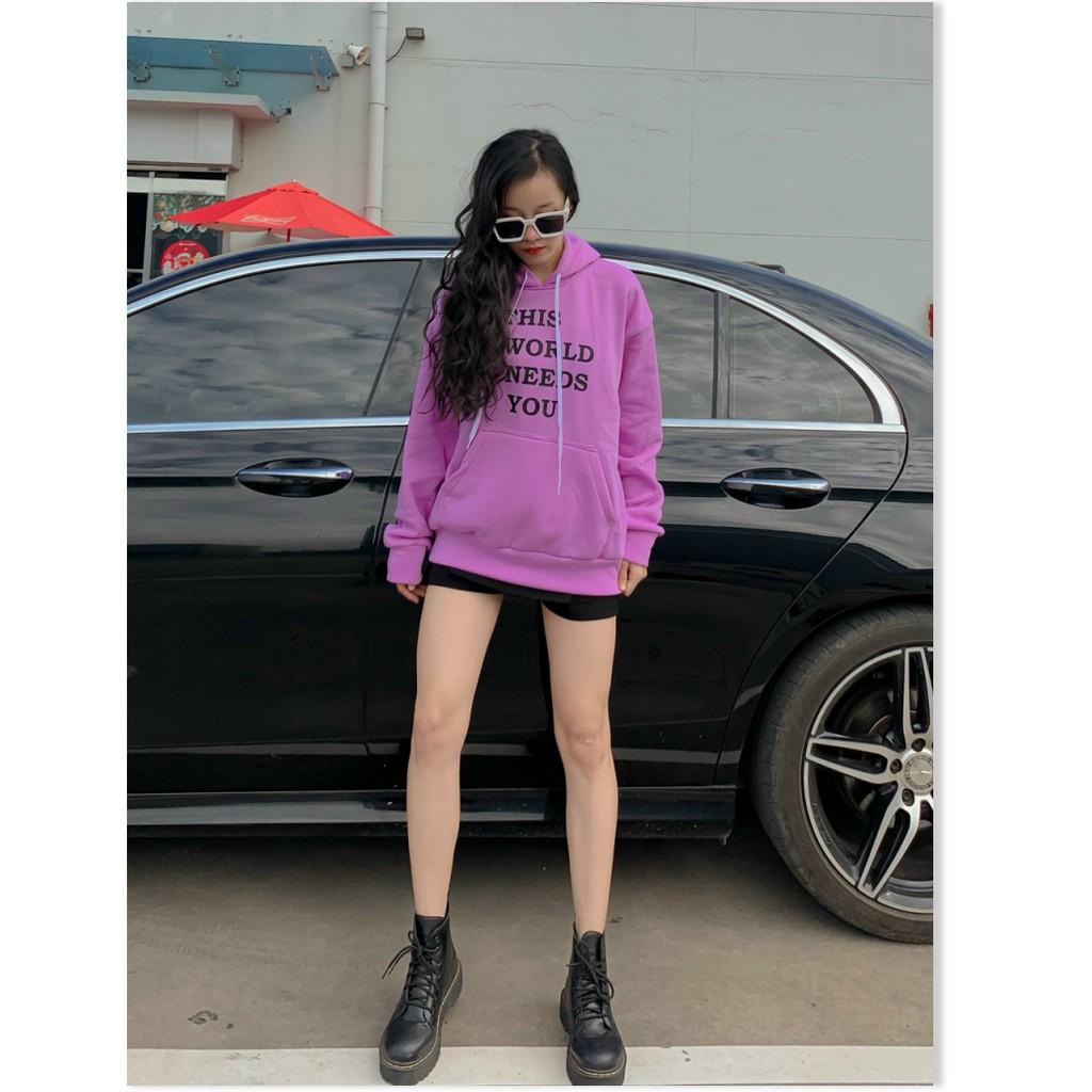 ÁO KHOÁC NỈ CHUI ĐẦU NỮ, ÁO HOODIE CÓ NÓN PHỐI CHỮ CHẤT NỈ PE CỰC MỊN THỜI TRANG SIÊU HOT