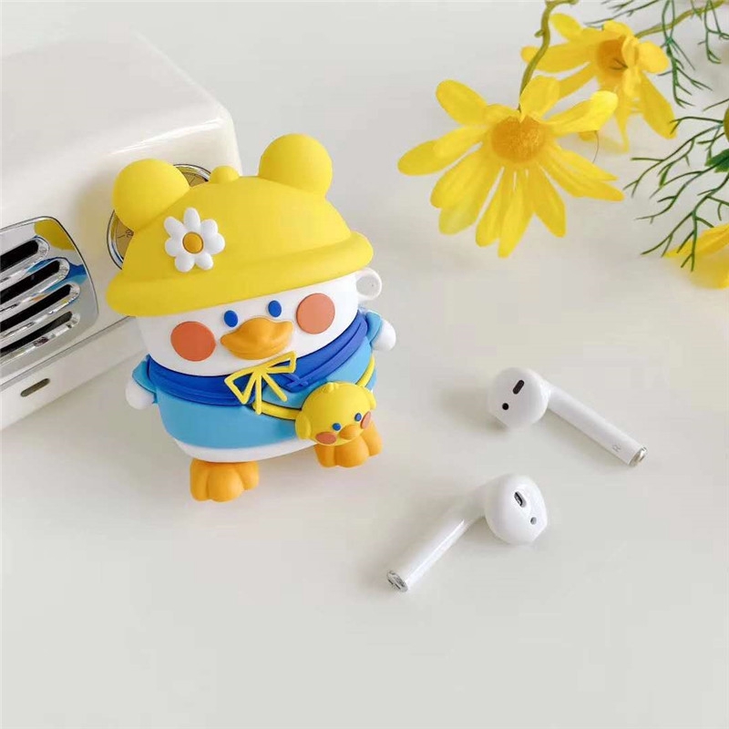 Vỏ bảo vệ bao đựng tai nghe ✔️ case airpod 1 2 Pro ✔️ 1 chú vịt 3 chiếc nón