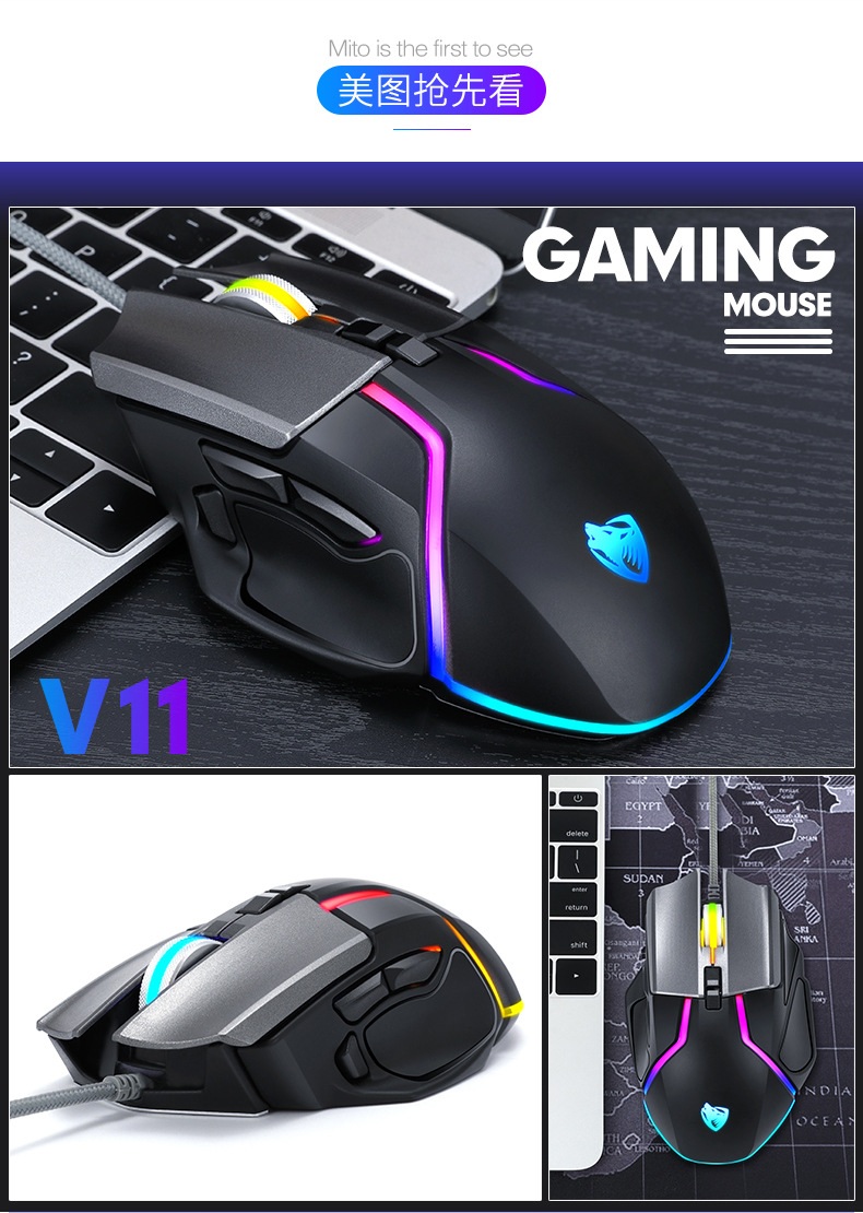 PUBG Chuột Chơi Game T-Wolf V11 6 Màu Rgb Led