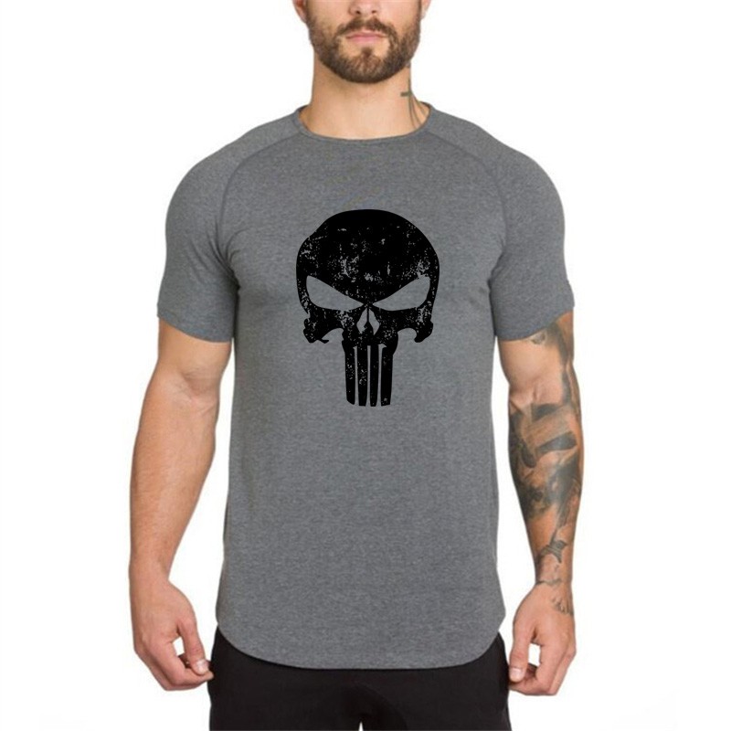 Áo thun tay ngắn in hình đầu lâu cá tính cho nam