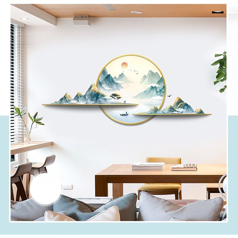 Decal dán tường 3D sơn thủy á đông sang trọng