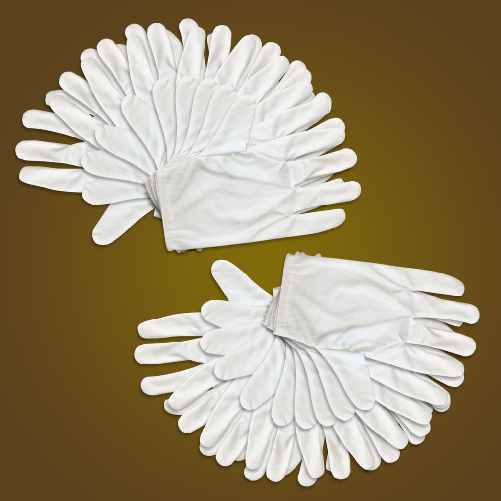 Bao tay trắng vải cotton 2 chiều (vải sẹc) cho lễ tân, bảo vệ, duyệt binh ( 20 đôi)