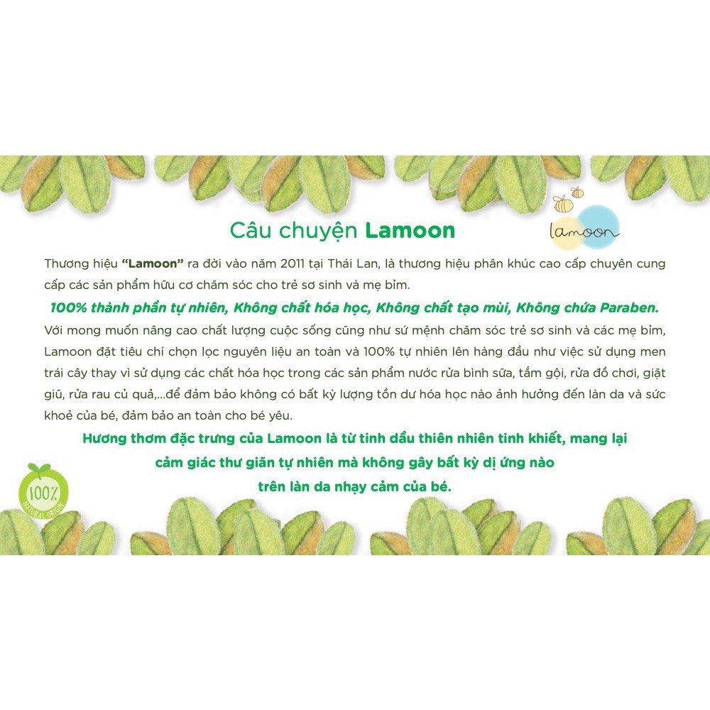 Nước rửa rau củ quả Organic cho bé Lamoon - Bình 400ml