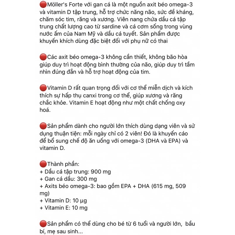 Sản phẩm dạng viên dầu gan cá tuyết mollers tran 112v hàng balan