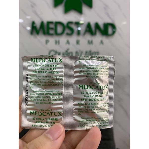 Medcatux, Giảm ho, đau rát họng , khàn tiếng, hộp 20 viên