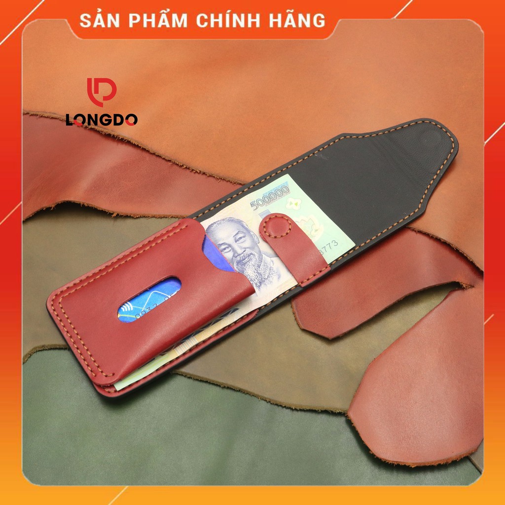 Ví Sen 5 Cao Cấp - Cam Kết 100% Da Bò Thật - Ví Nam Nhỏ Gọn Màu Đỏ Hàng Chính Hãng Thương Hiệu Longdo Leather