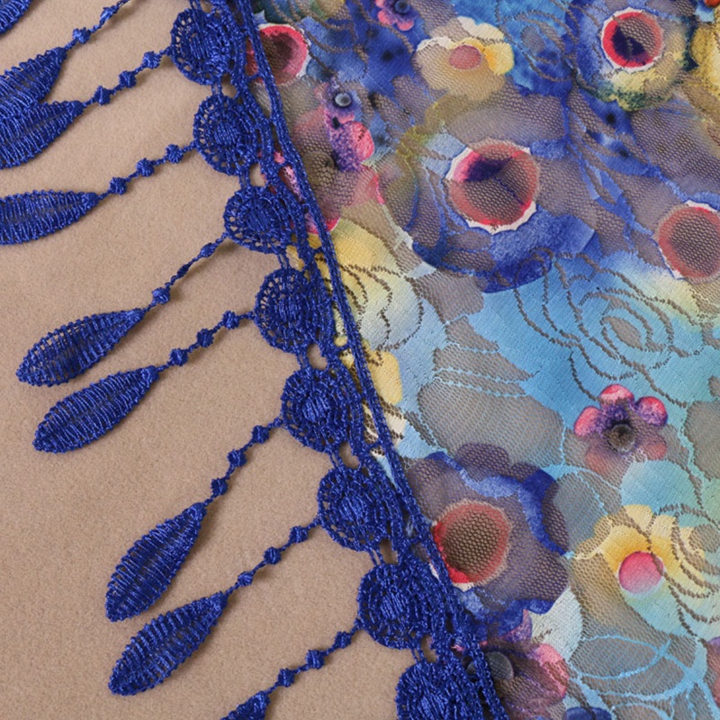 Khăn Choàng Cổ Vải Ren Phối Tua Rua Thời Trang Cho Nữ