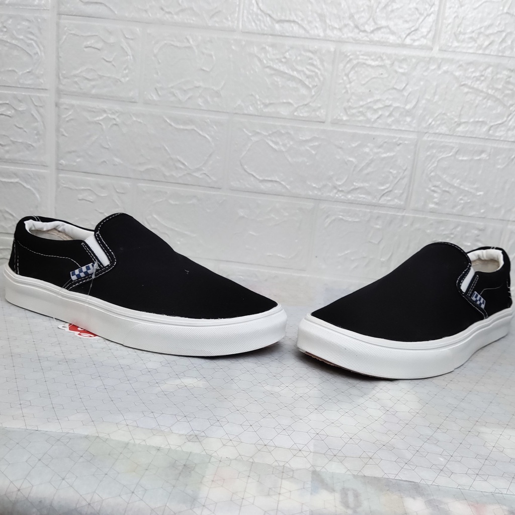 Giày Van Slipon Đen, Giày Lười Đen Nam Nữ Fullbox