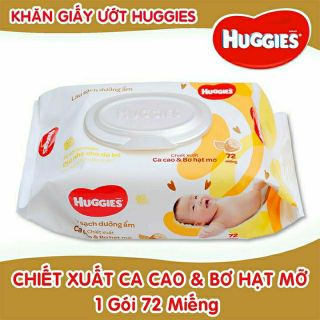 Khăn ướt Huggies bơ ca cao & hạt mỡ 72 miếng