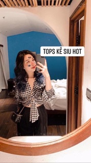 Áo kẻ caro buộc nơ⚡️ ảnh thật