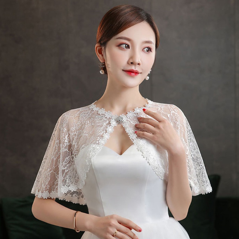 Áo Khoác Ren Ngắn Màu Trắng Đen Thanh Lịch Quyến Rũ Cho Nữ