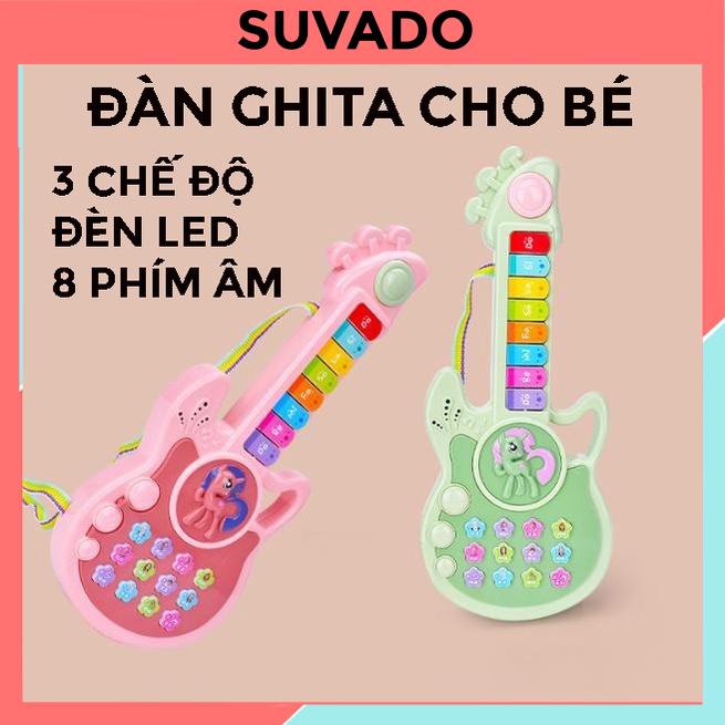 Đàn Ghita Cho Bé Có Đèn Led Đồ Chơi Đàn Guitar Ukulele 3 Chế Độ 8 Phím đồ chơi âm nhạc cho bé DGT SUVADO